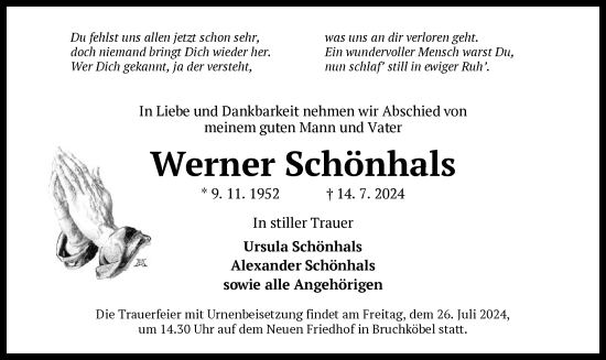 Todesanzeige von Werner Schönhals von OF