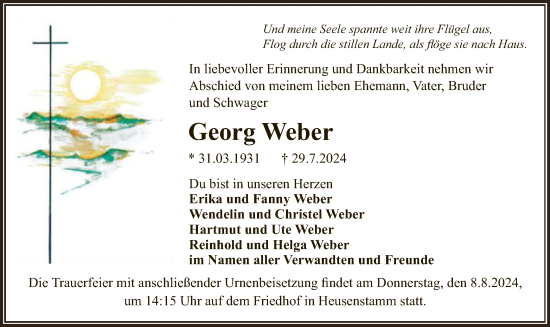 Todesanzeige von Georg Weber von OF