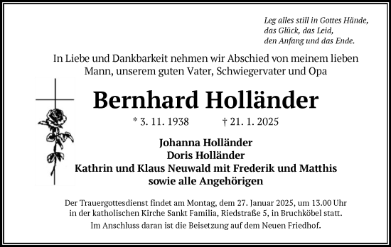 Todesanzeige von Bernhard Holländer von OF