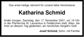 Todesanzeige von Katharina Schmid von MERKUR & TZ