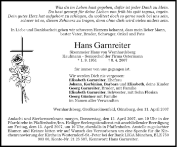 Todesanzeige von Franziska Haider von GARMISCH-PARTENK. TAGBLATT