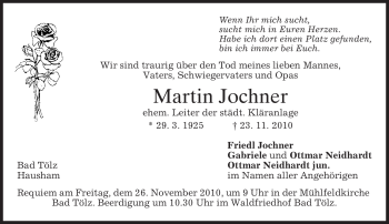 Todesanzeige von Martin Jochner von MERKUR & TZ