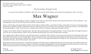 Todesanzeige von Max Wagner von merkurtz