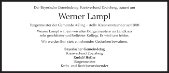 Todesanzeige von Werner Lampl von merkurtz