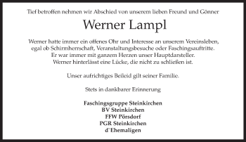 Todesanzeige von Werner Lampl  von merkurtz