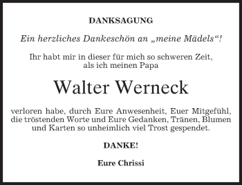 Todesanzeige von Walter Werneck von merkurtz