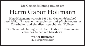 Todesanzeige von Gabor Hoffmann von merkurtz