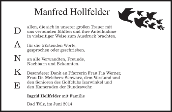 Todesanzeige von Manfred Hollfelder von merkurtz