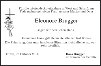 Todesanzeige von Eleonore Brugger von MERKUR & TZ