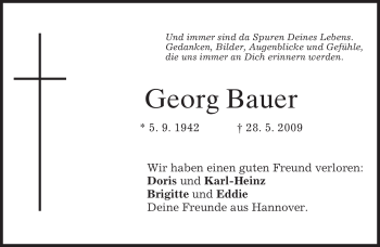 Todesanzeige von Georg Bauer von MERKUR & TZ