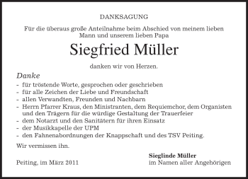 Todesanzeige von Siegfried Müller von MERKUR & TZ