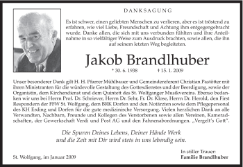 Todesanzeige von Jakob Brandlhuber von MERKUR & TZ