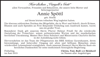 Todesanzeige von Annie Spöttl von merkurtz