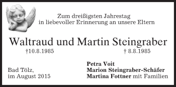 Todesanzeige von Waltraud und Martin Steingraber von merkurtz