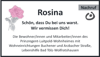 Todesanzeige von Rosina  von merkurtz