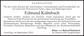 Todesanzeige von Edmund Kalmbach von merkurtz