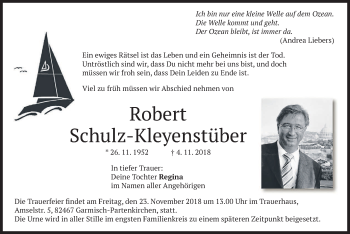 Todesanzeige von Robert Schulz-Kleyenstüber von merkurtz