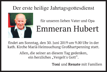 Todesanzeige von Emmeran Hubert von merkurtz