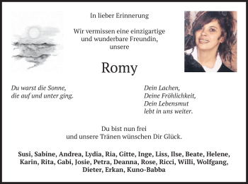 Todesanzeige von Romy  von merkurtz