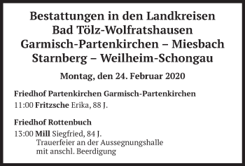 Todesanzeige von Bestattungen vom 24.02.2020 von merkurtz