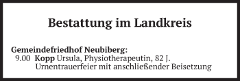 Todesanzeige von Bestattungen vom 25.02.2020 von merkurtz