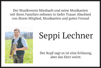 Todesanzeige von Seppi Lechner von merkurtz