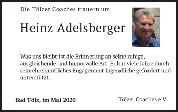 Todesanzeige von Heinz Adelsberger von merkurtz