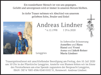 Todesanzeige von Andreas Lindner von merkurtz