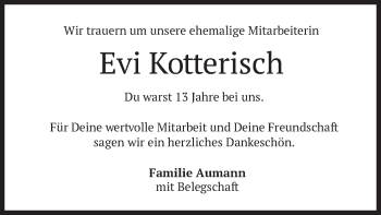 Todesanzeige von Evi Kotterisch von merkurtz