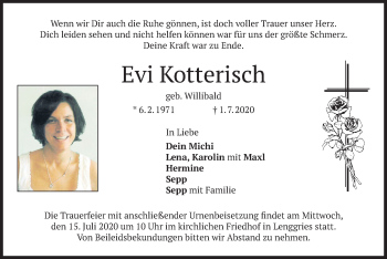 Todesanzeige von Evi Kotterisch von merkurtz