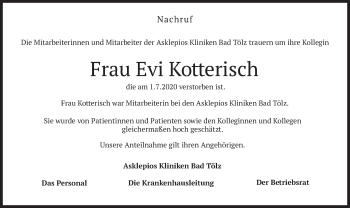 Todesanzeige von Evi Kotterisch von merkurtz