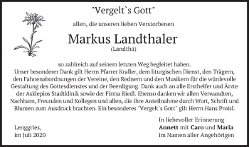 Todesanzeige von Markus Landthaler von merkurtz