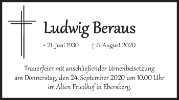 Todesanzeige von Ludwig Beraus von merkurtz