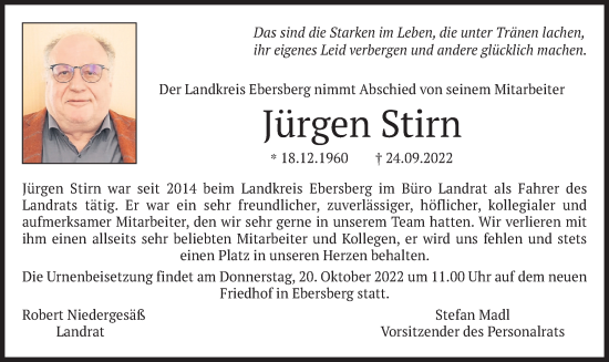 Todesanzeige von Jürgen Stirn von merkurtz