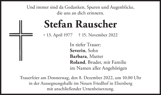 Todesanzeige von Stefan Rauscher von merkurtz