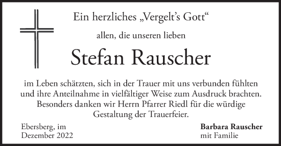 Todesanzeige von Stefan Rauscher von merkurtz