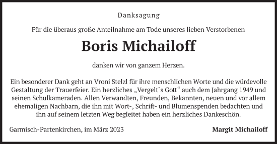 Todesanzeige von Boris Michailoff von merkurtz