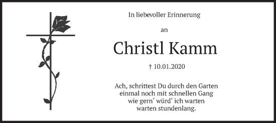 Todesanzeige von Christl Kamm von merkurtz