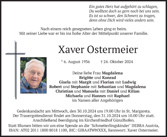 Todesanzeige von Xaver Ostermeier von merkurtz