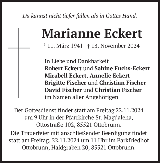 Todesanzeige von Marianne Eckert von merkurtz