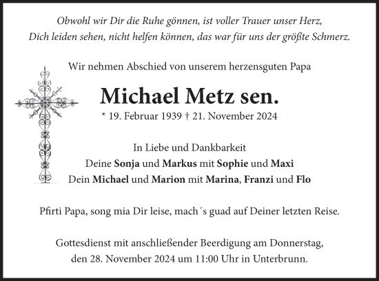 Todesanzeige von Michael Metz von merkurtz