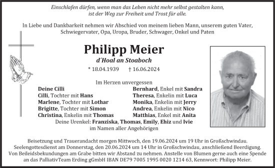 Todesanzeige von philipp Meier von merkurtz