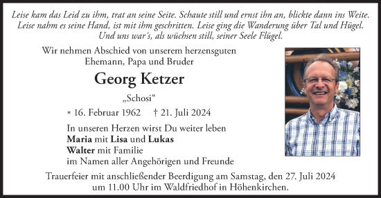 Todesanzeige von Georg Ketzer von merkurtz