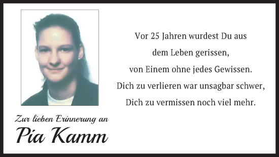 Todesanzeige von Pia Kamm von merkurtz