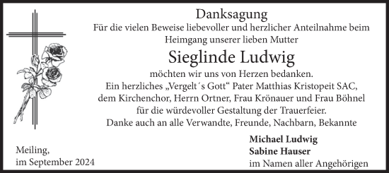 Todesanzeige von Sieglinde Ludwig von merkurtz