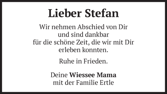 Todesanzeige von Stefan  von merkurtz