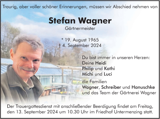 Todesanzeige von Stefan Wagner von merkurtz