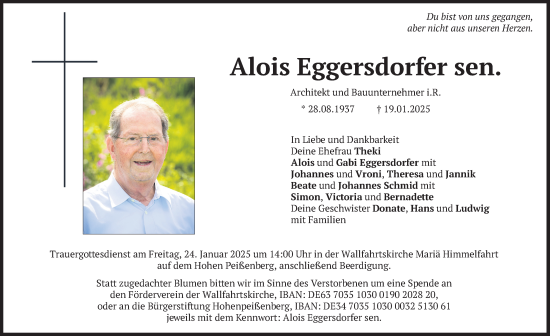 Todesanzeige von Alois Eggersdorfer von merkurtz