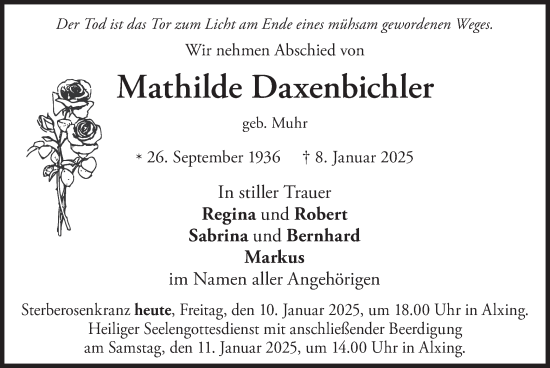 Todesanzeige von Mathilde Daxenbichler von merkurtz