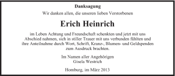 Todesanzeige von Erich Heinrich von saarbruecker_zeitung